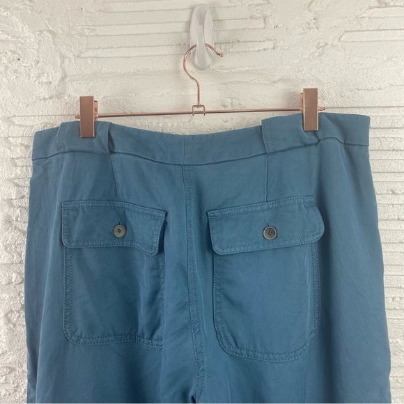 LOFT 100% Lyocell Joggers Teal Blue Color Zipper Ankle Oversized Back Pockets 6 - Picture 11 of 15